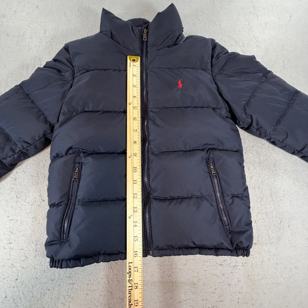 Polo Ralph Lauren Boys 8 Navy Puffer Jacket Red Pony Full Zip Quilted